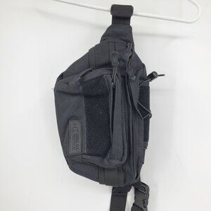 Highland Tactical Black Zipper Pocket Adjustable Strap Fanny Pack Belt Bag